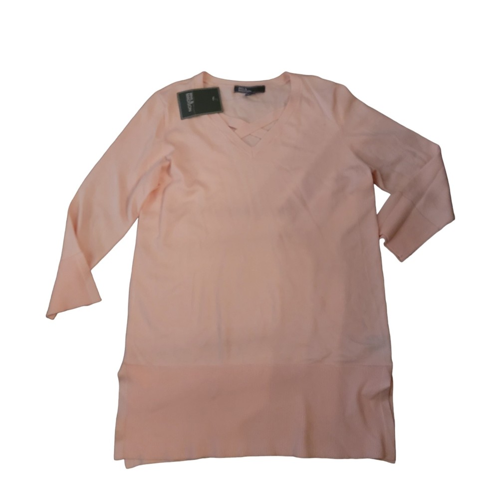 89th & Madison Womens Pink Long Sleeve V Neck Pullover Blouse Top‎ Size Small